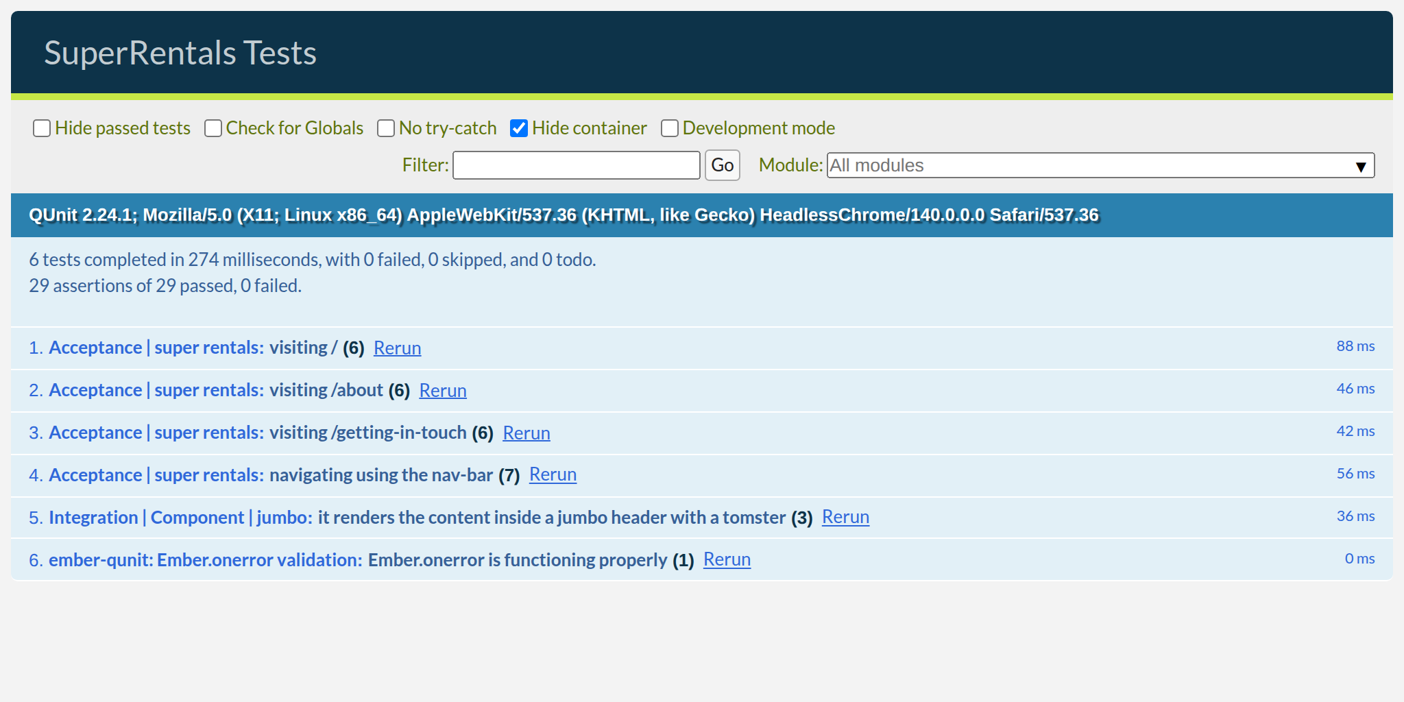 Tests still passing with our <NavBar> tests