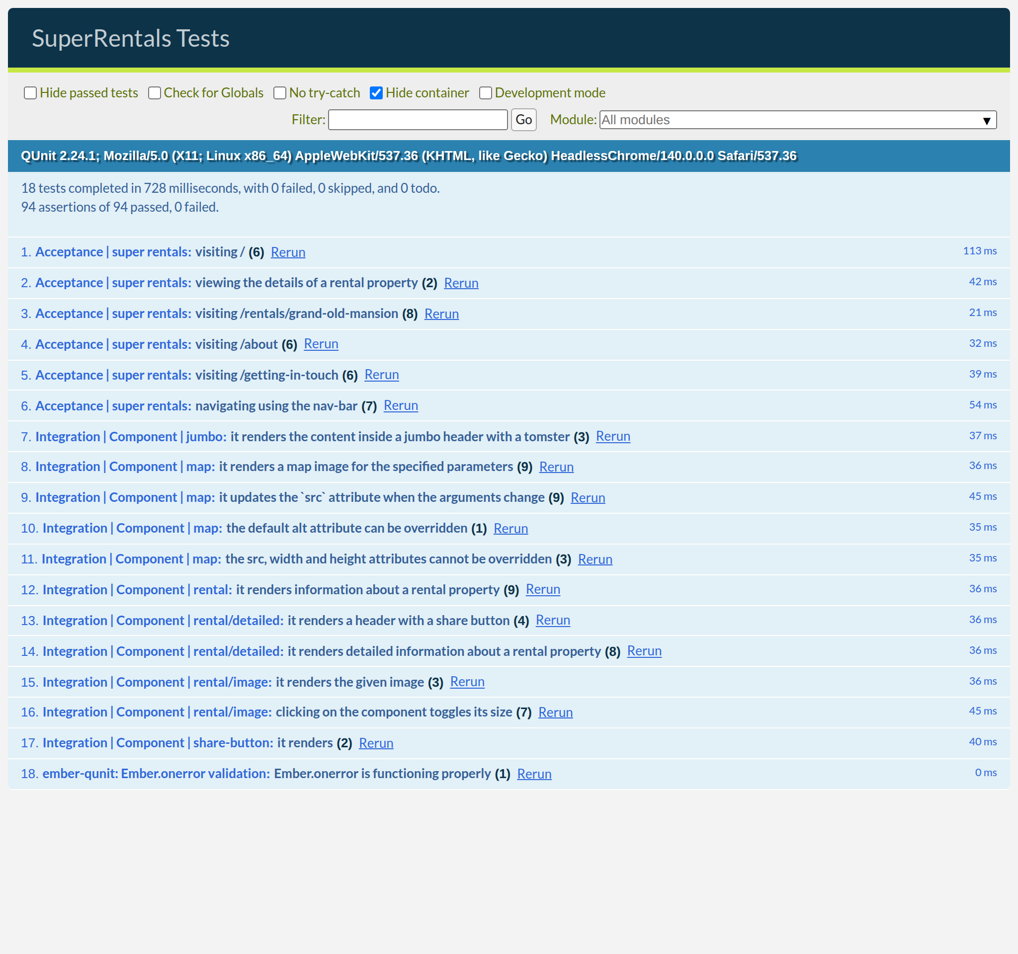 The previously failing test is now green